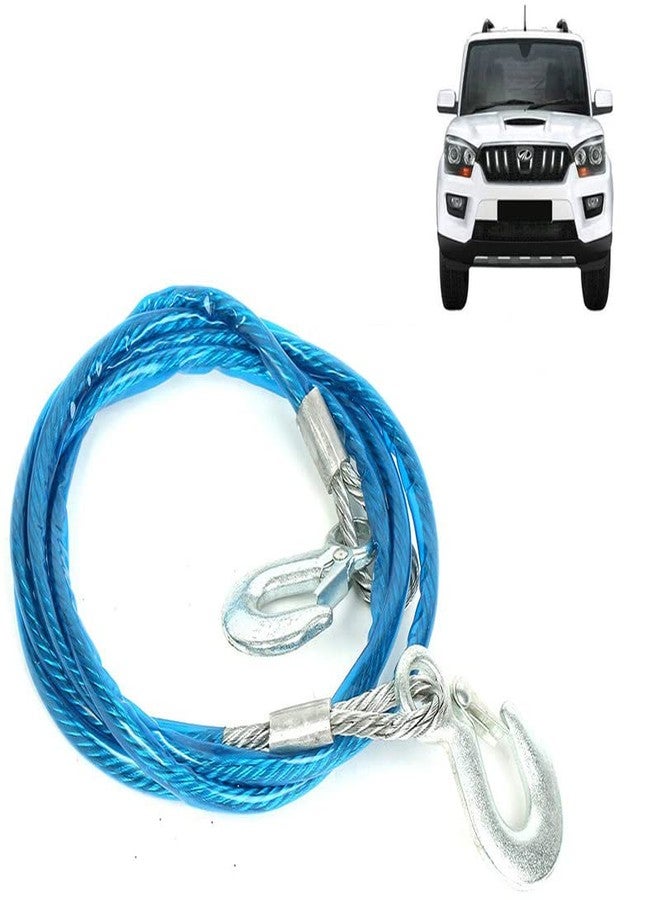 Selifaur - Heavy Duty Tow Ropes 8mm 4mtr 6Tons Wire Cable High Strength Hook Steel Wire Trailer Car Emergency Towing Rope for Scorpio New - Image 1